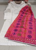 Pure Camric Cotton Pink Casual Wear Chikankari Work Readymade Kurti With Plazzo